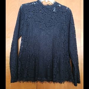 H&M Black Lace High Neck Peplum Top